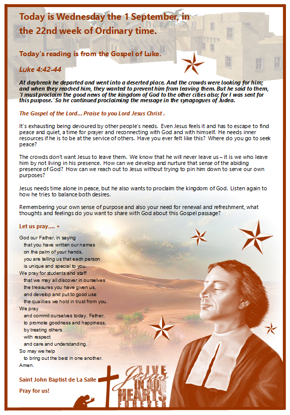 Daily Gospel Reading, a reflection and a prayer: WEDNESDAY 1/9/2021 Daily Gospel Reading, a reflection and a prayer: WEDNESDAY 1/9/2021